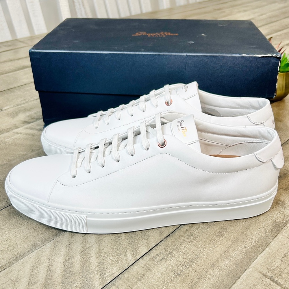 Good Man Brand Edge Men's White Leather Low Italian Sneaker Size 13